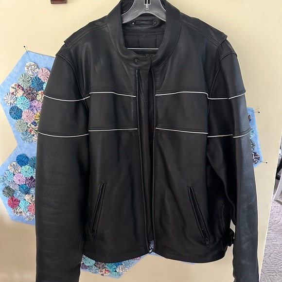 Leather jacket and chaps